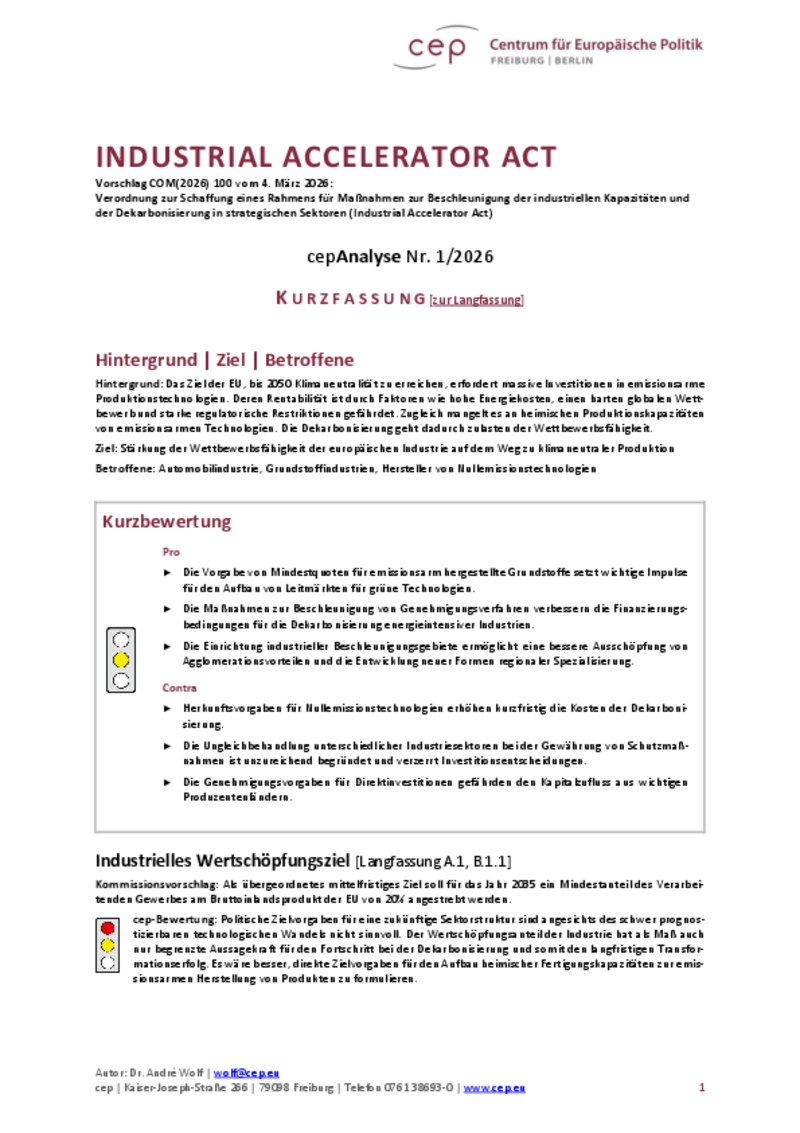 Industrial Accelerator Act (Kurzfassung)
