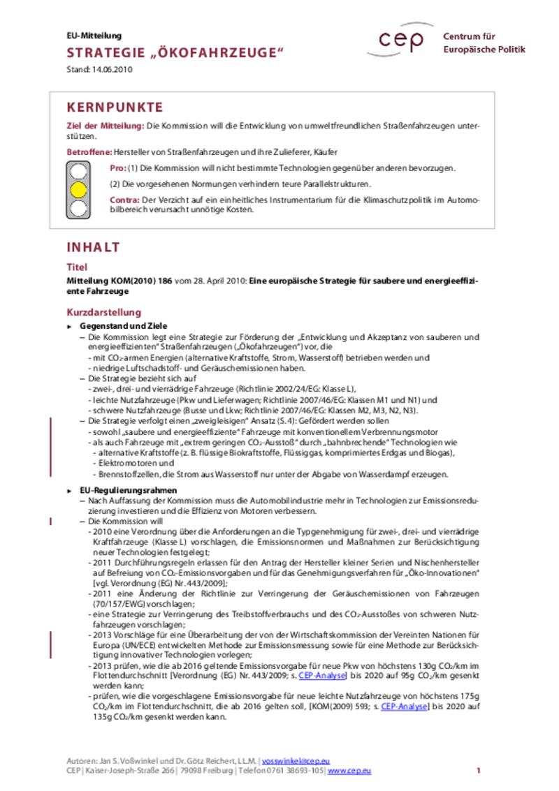 Strategie "Ökofahrzeuge"