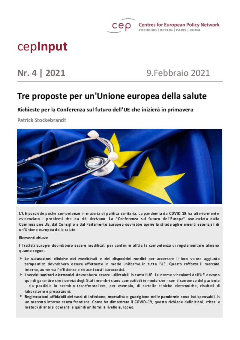 Tre proposte per un'Unione europea della salute