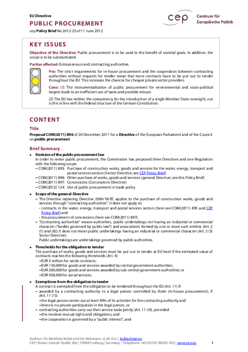 Public Procurement COM(2011) 896