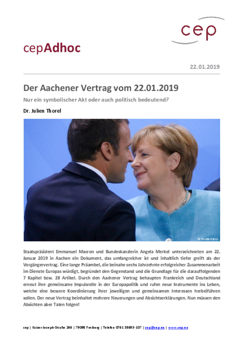 Der Aachener Vertrag vom 22.01.2019