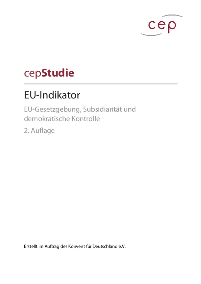 EU-Indikator: EU-Gesetzgebung, Subsidiarität und demokratische Kontrolle