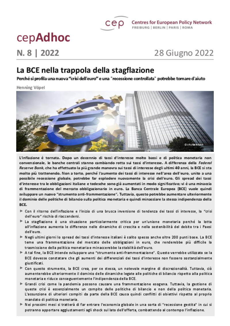 La BCE nella trappola della stagflazione