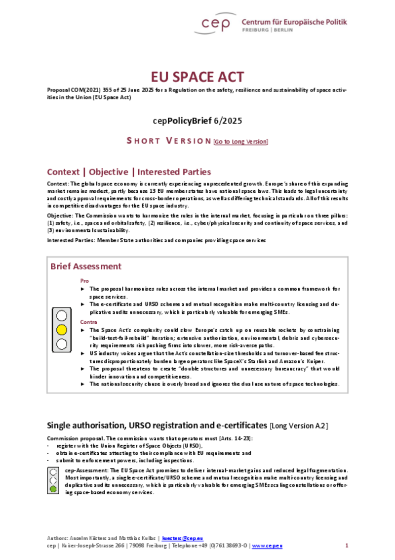 EU Space Act (Kurzfassung)