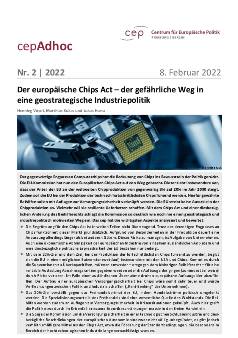 Der europäische Chips Act (cepAdhoc)
