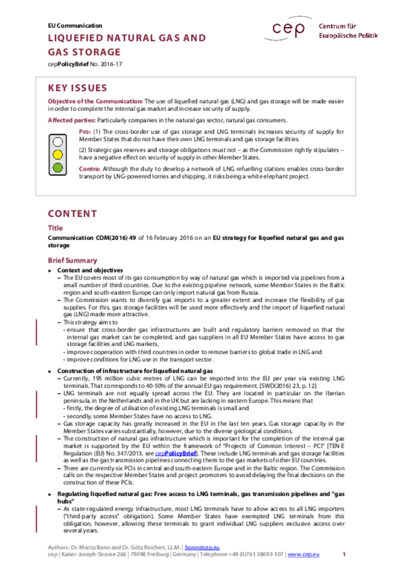 Liquefied natural gas and gas storage COM(2016) 49