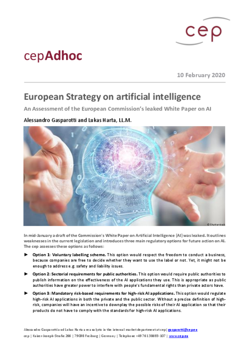 European strategy for artificial intelligence (cepAdhoc)