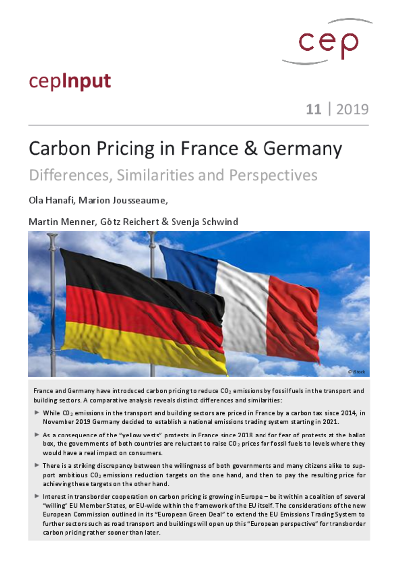 Carbon Pricing in France & Germany (cepInput)