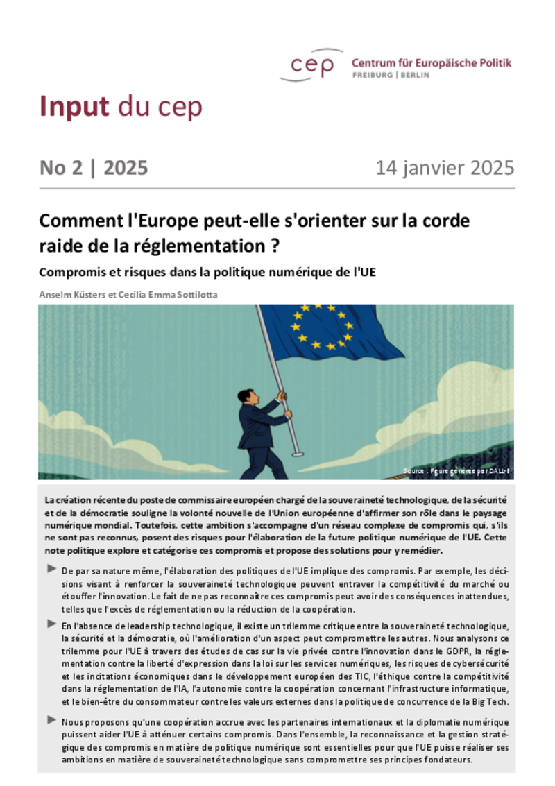 Souveraineté technologique : le cep montre comment sortir du trilemme de l'UE