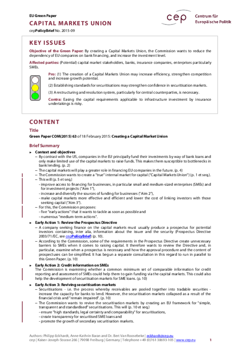 Capital Markets Union COM(2015) 63
