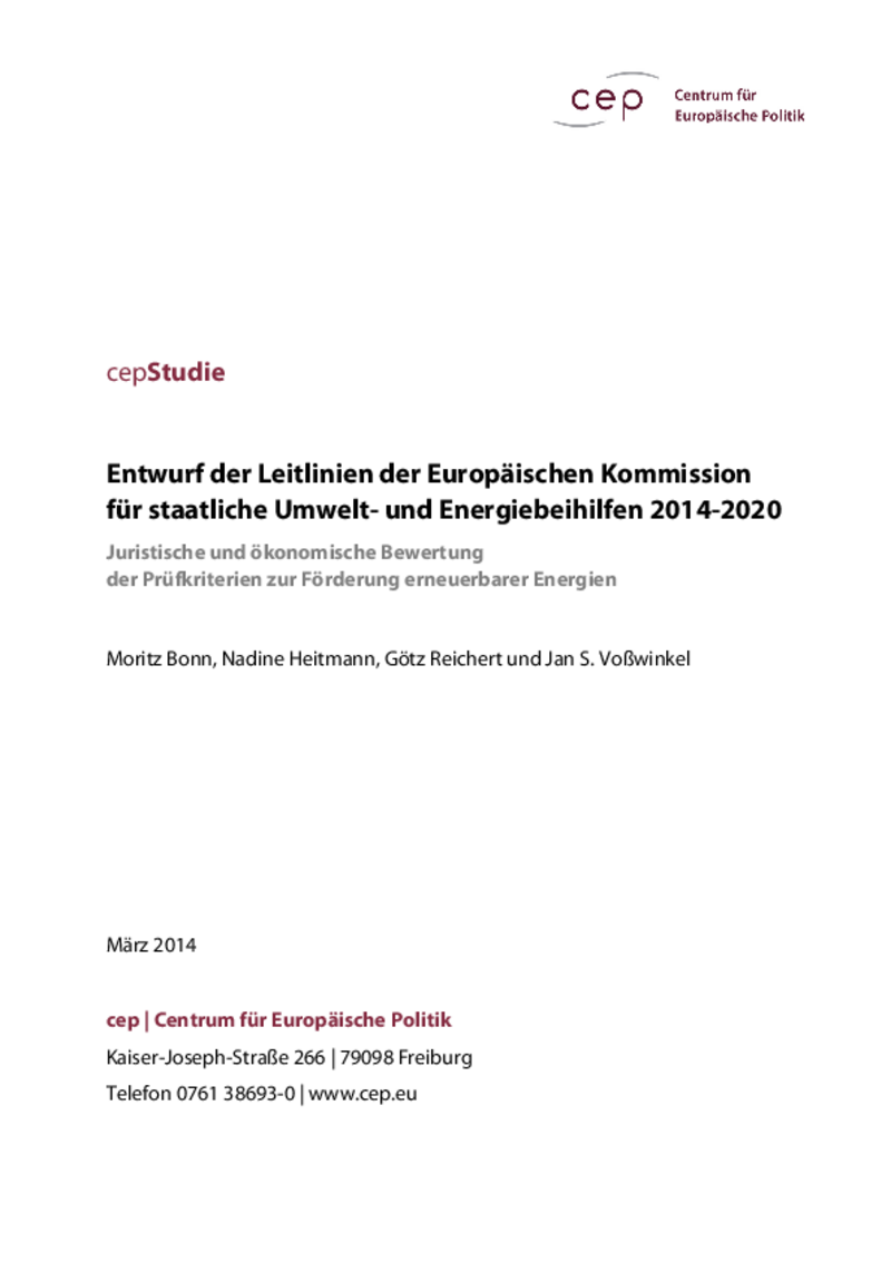 Beihilfeleitlinien Umwelt und Energie 2014–2020