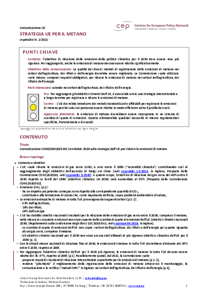 Strategia UE per ridurre le emissioni di metano (COM(2020) 663)