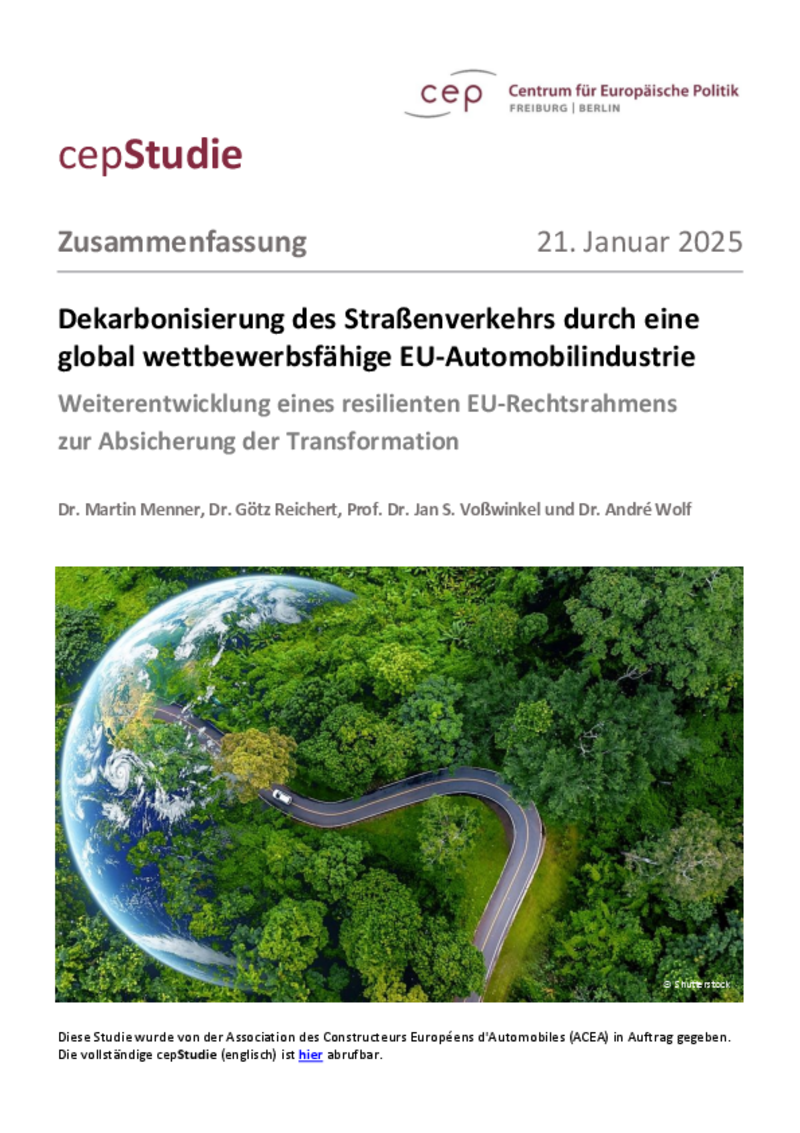 Dekarbonisierung des Straßenverkehrs durch eine global wettbewerbsfähige EU-Automobilindustrie (Zusammenfassung)