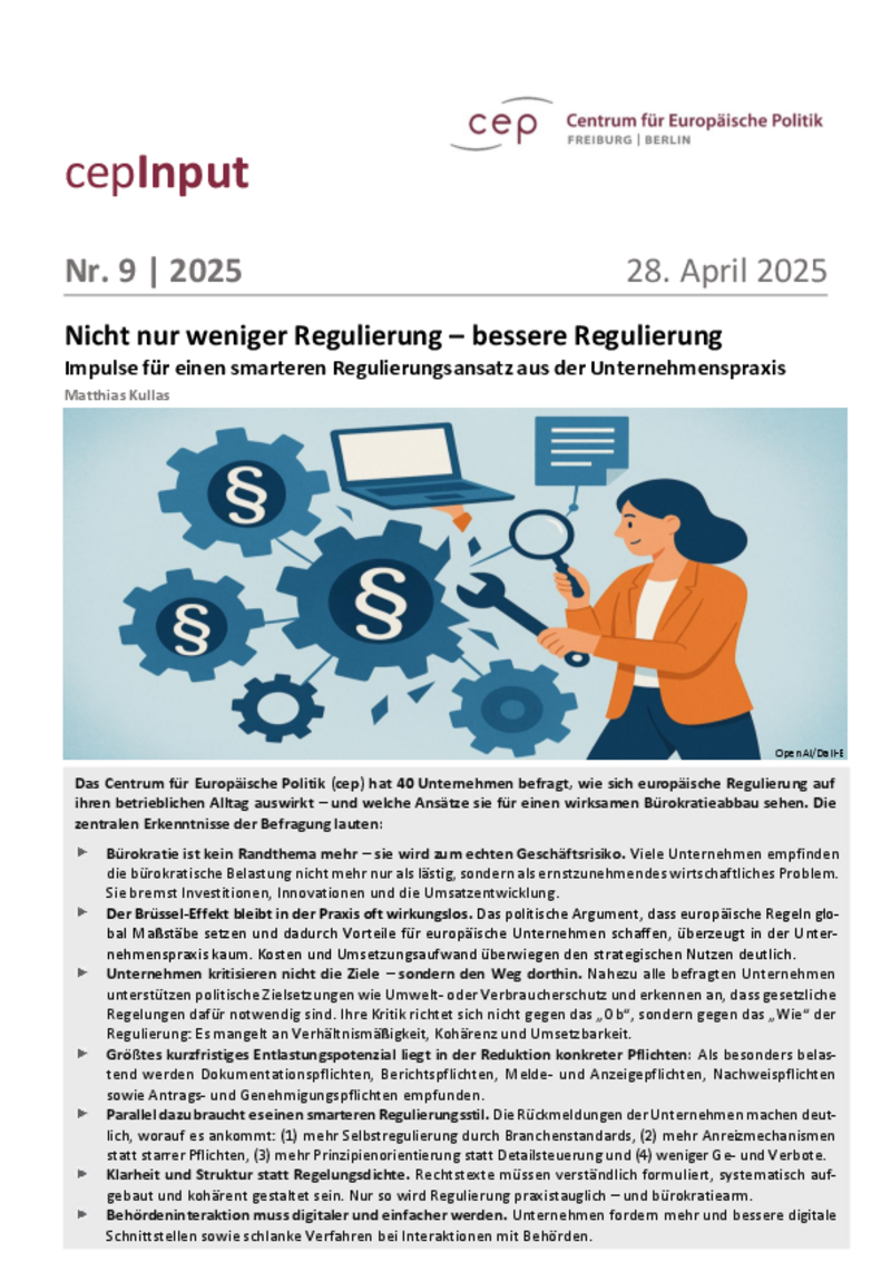Nicht nur weniger Regulierung – bessere Regulierung