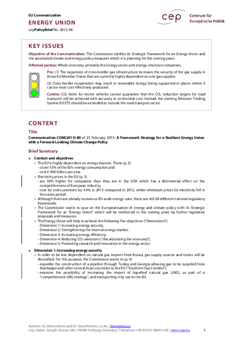 Energy Union COM(2015) 80