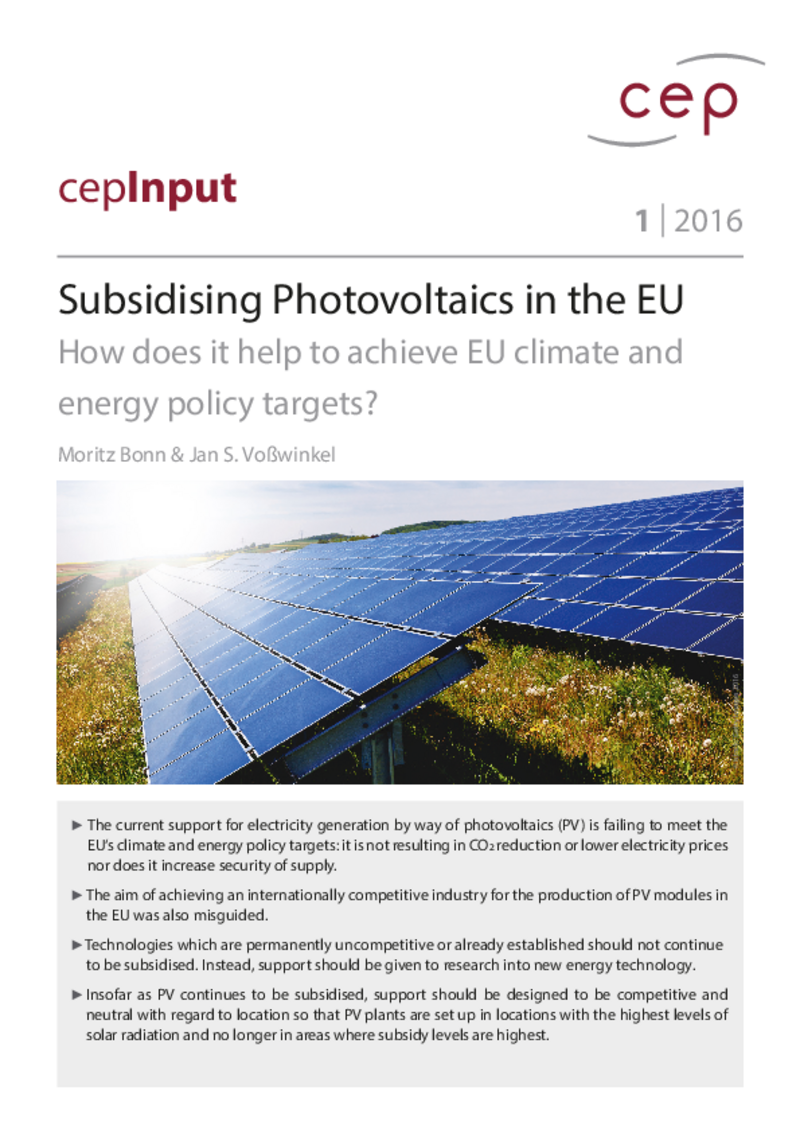 Subsidising Photovoltaics in the EU