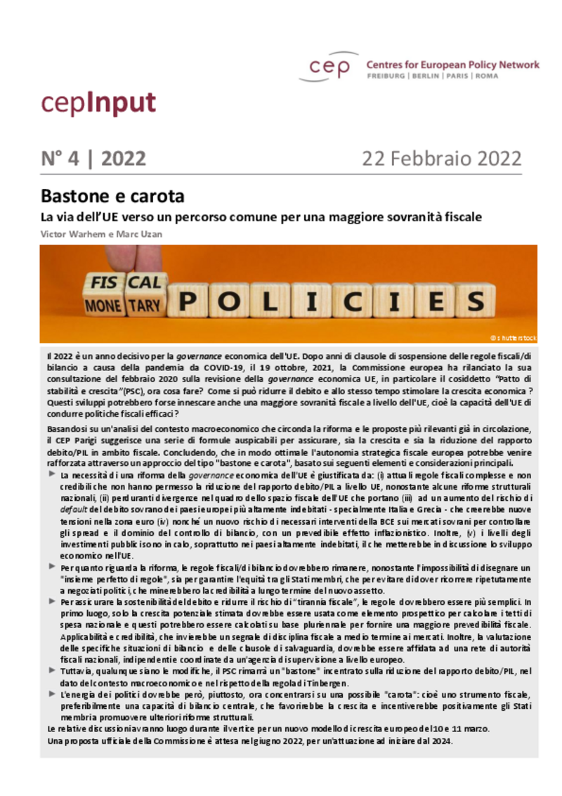 Riforma fiscale UE (cepInput)