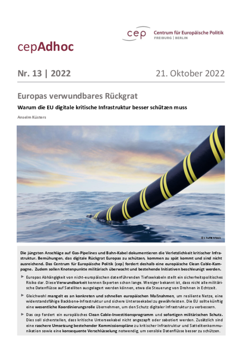 Europas verwundbares Rückgrat (cepAdhoc)