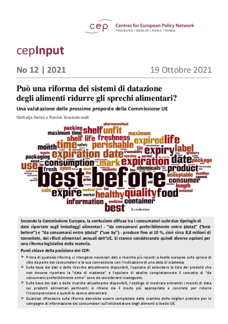 Può una riforma dei sistemi di datazione degli alimenti ridurre gli sprechi alimentari? (cepInput)