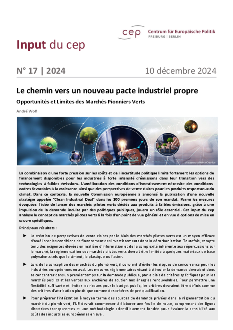 Le chemin vers un nouveau pacte industriel propre