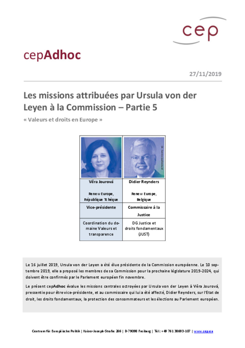 Valeurs et droits en Europe: Les missions attribuées par Ursula von der Leyen à la Commission – Partie 5