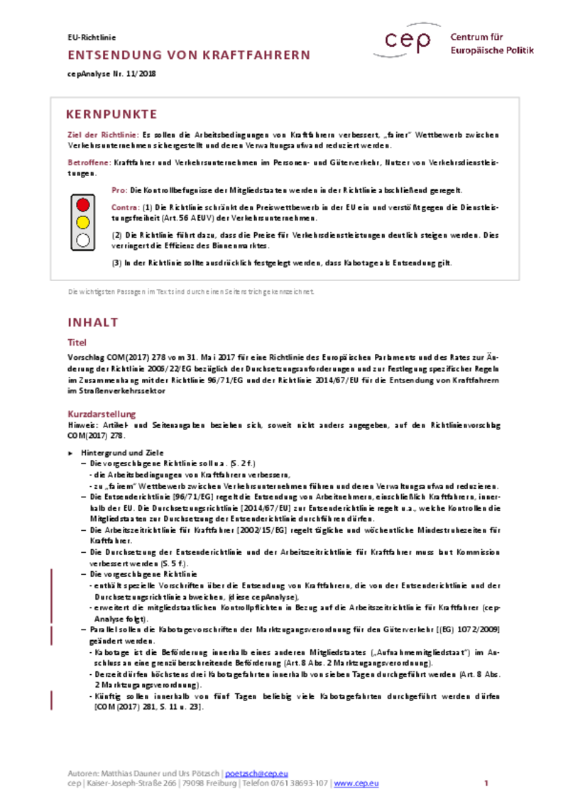 Posting of Drivers COM(2017) 278
