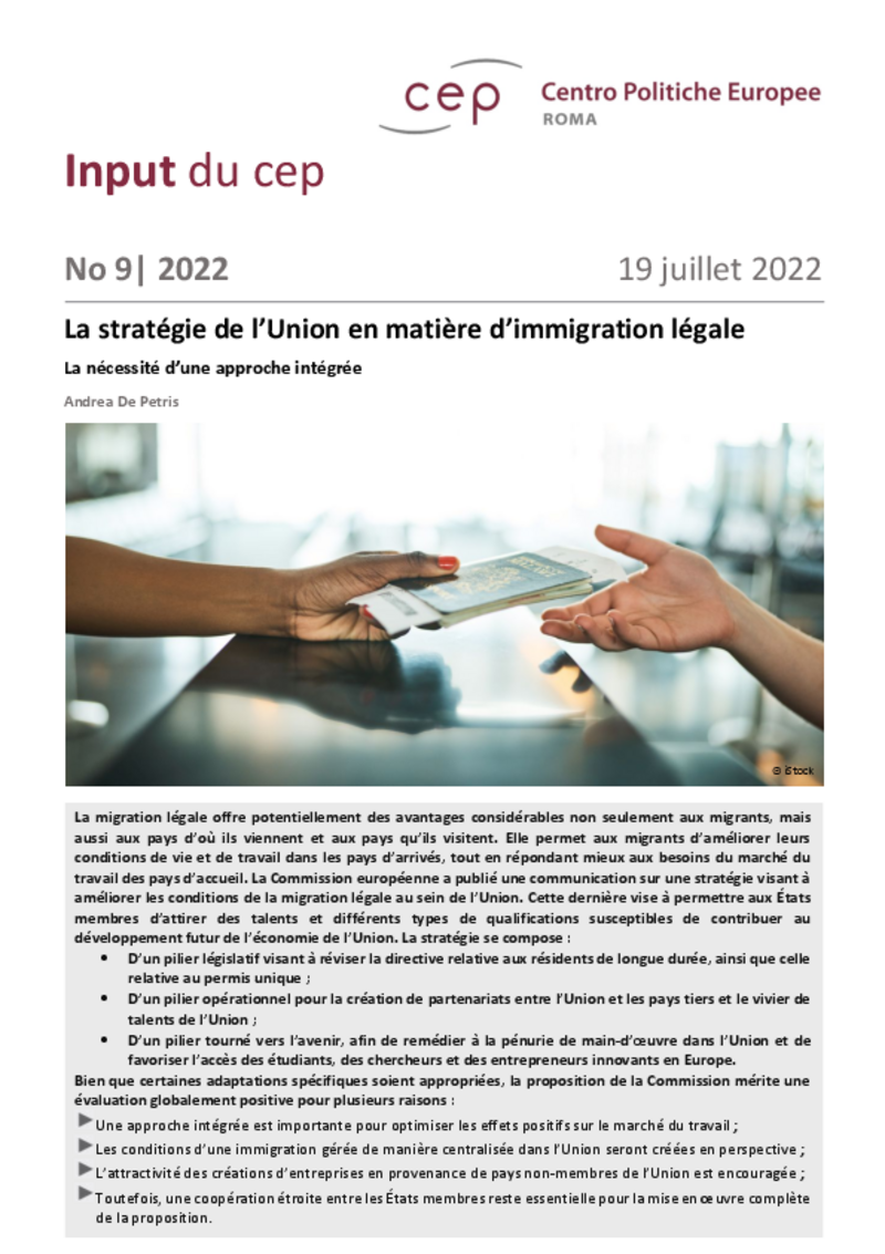 La stratégie de l’Union en matière d’immigration légale