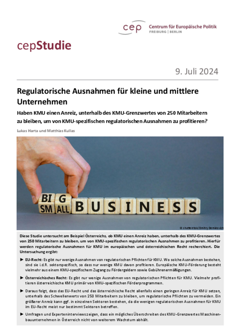 Regulatorische Ausnahmen für kleine und mittlere Unternehmen