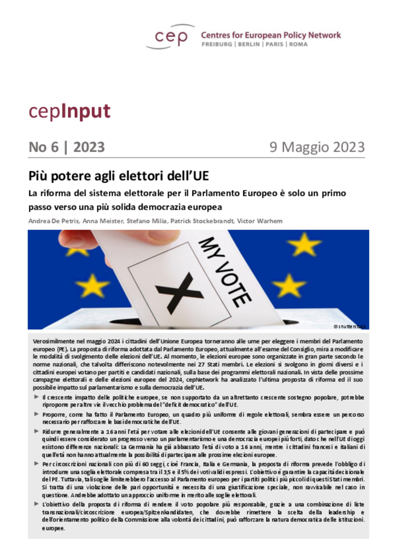 Più potere agli elettori dell’UE (cepInput)