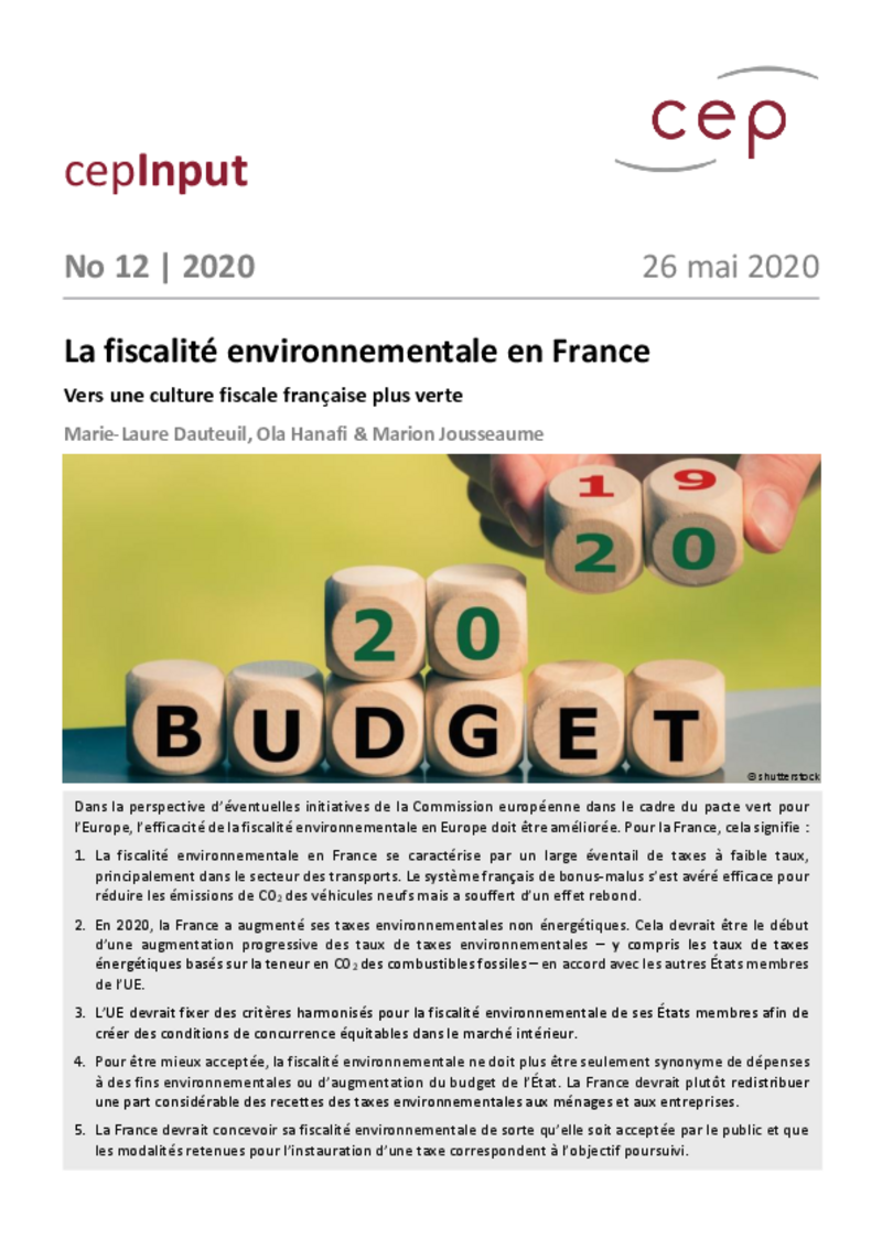 La fiscalité environnementale en France