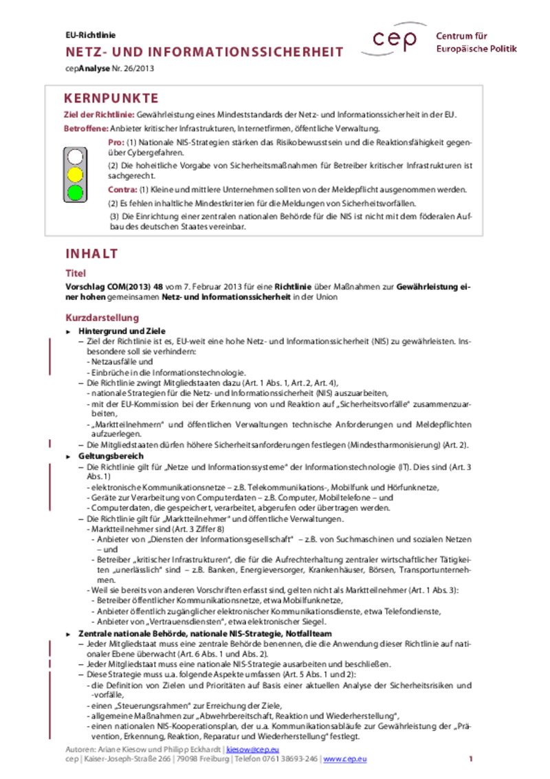 Netz- und Informationssicherheit COM(2013) 48