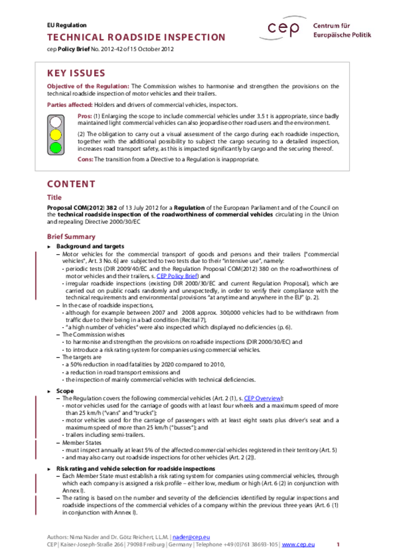 Technical Roadside Inspection COM(2012) 382
