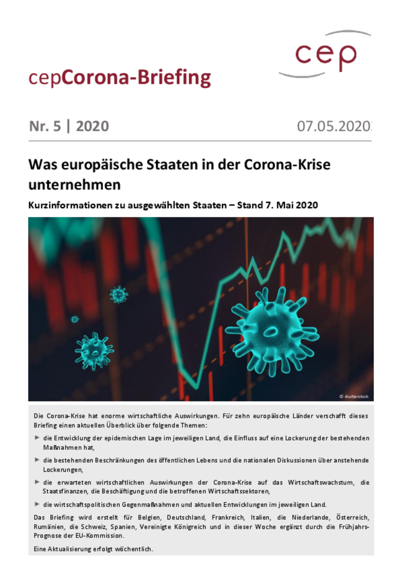 Was europäische Staaten in der Corona-Krise unternehmen (cepBriefing Nr. 5)