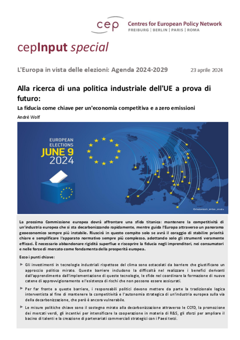 Alla ricerca di una politica industriale dell'UE a prova di futuro