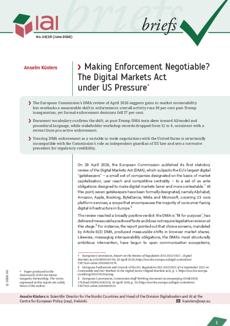 Making Enforcement Negotiable? The Digital Markets Act under US Pressure