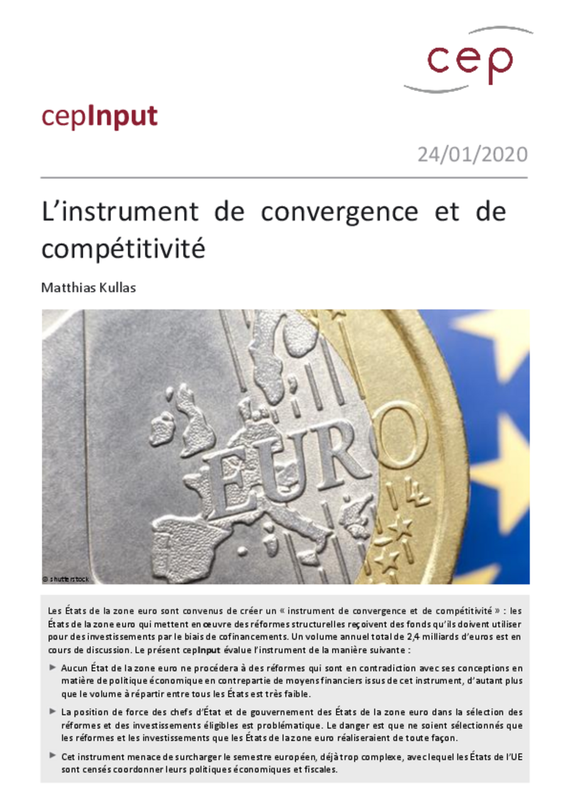 L’instrument de convergence et de compétitivité (Les Inputs du cep)