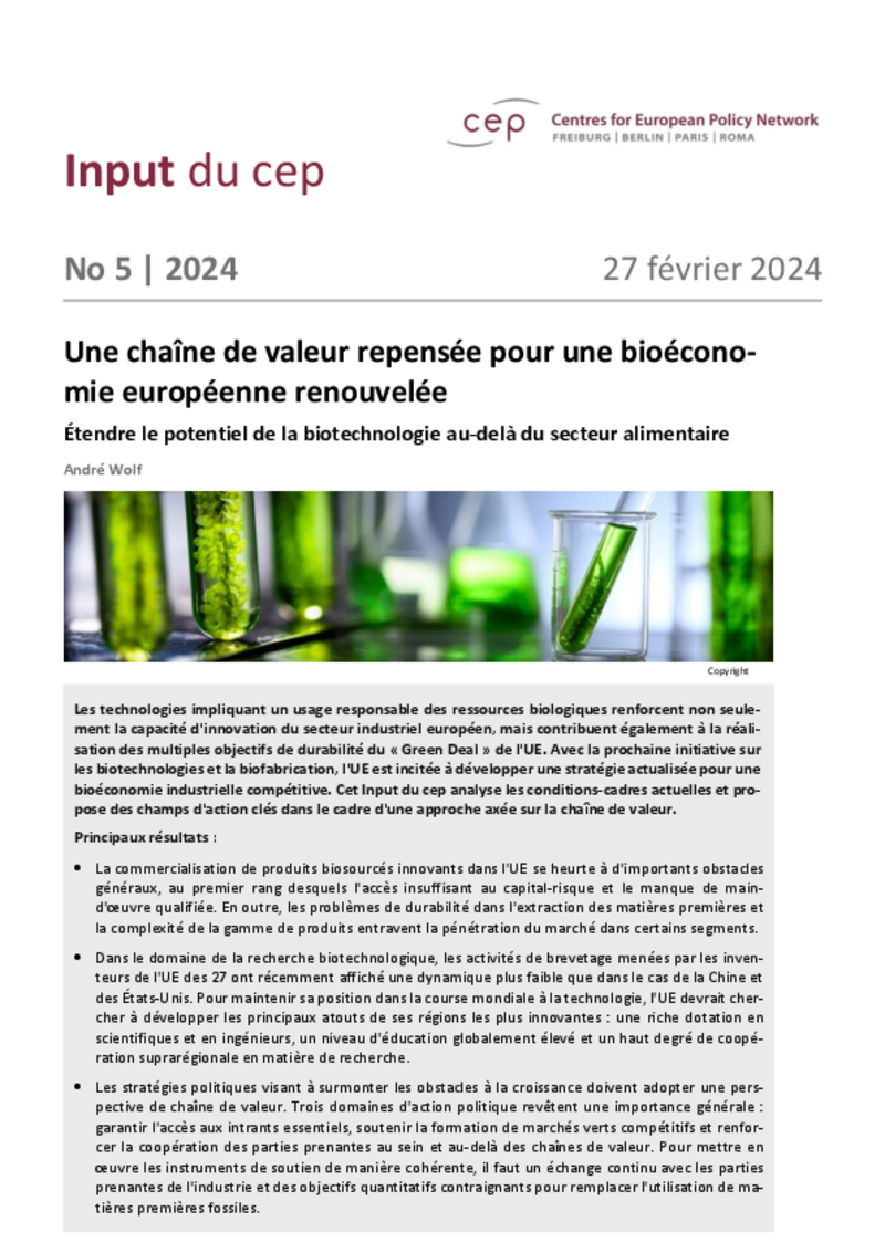 Biotechnologie : le cep demande des clusters européens pour éviter la relégation