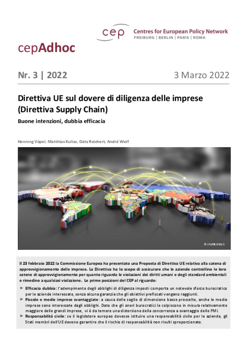 Direttiva UE sul dovere di diligenza delle imprese (Direttiva Supply Chain)
