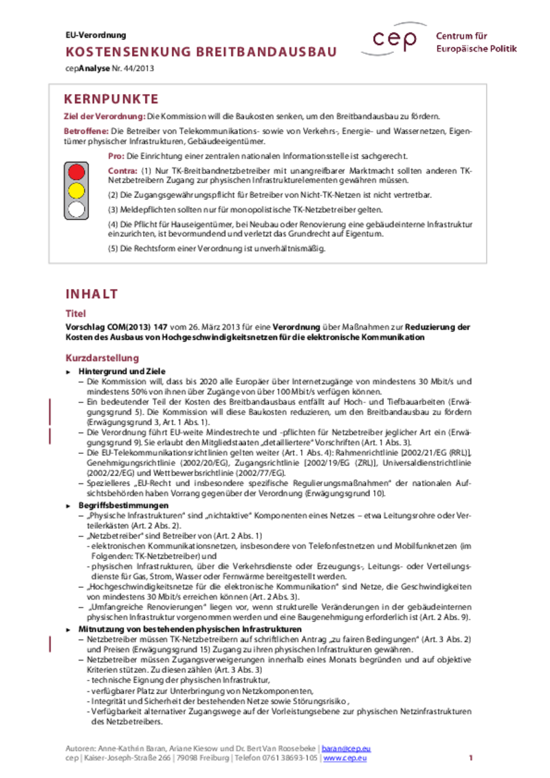 Breitbandausbau COM(2013) 147