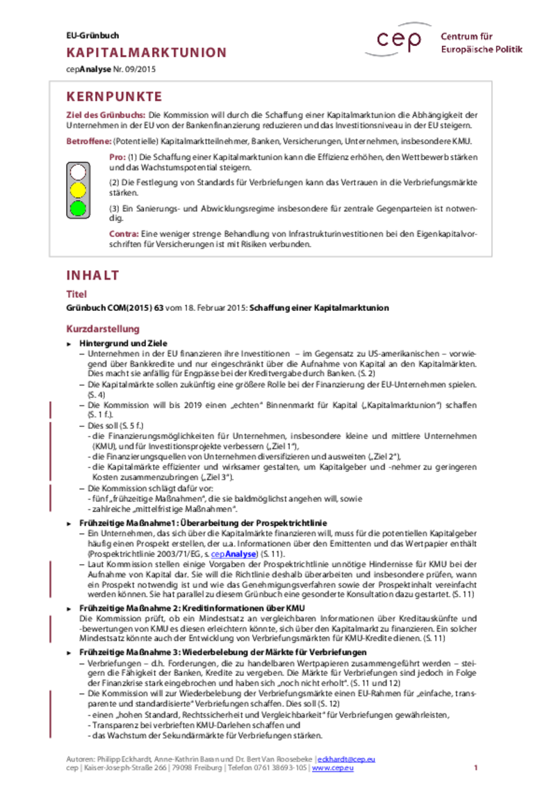 Kapitalmarktunion COM(2015) 63