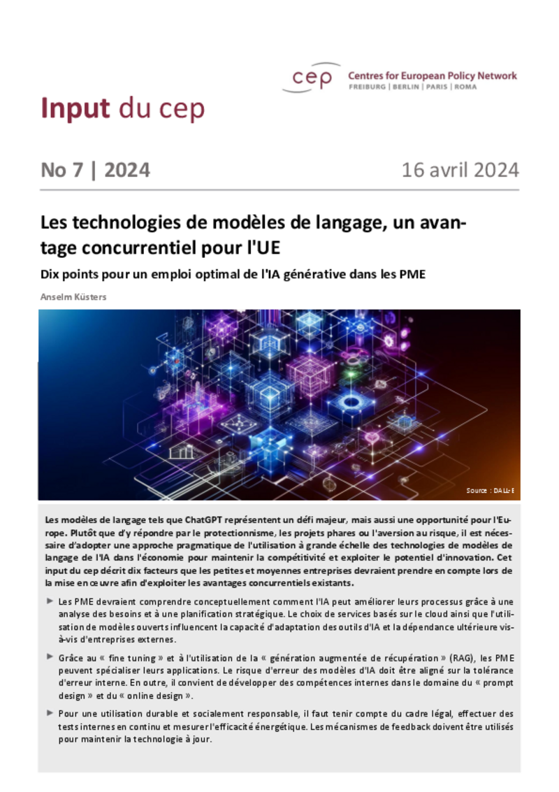 Les technologies de modèles de langage, un avantage concurrentiel pour l'UE