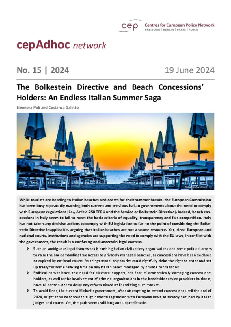 The Bolkestein Directive and Beach Concessions’ Holders: An Endless Italian Summer Saga