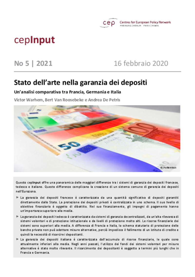 Stato dell’arte nella garanzia dei depositi