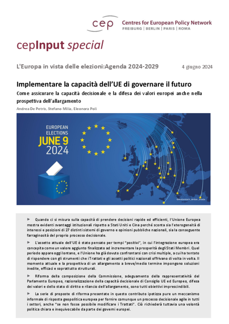 Implementare la capacità dell’UE di governare il futuro