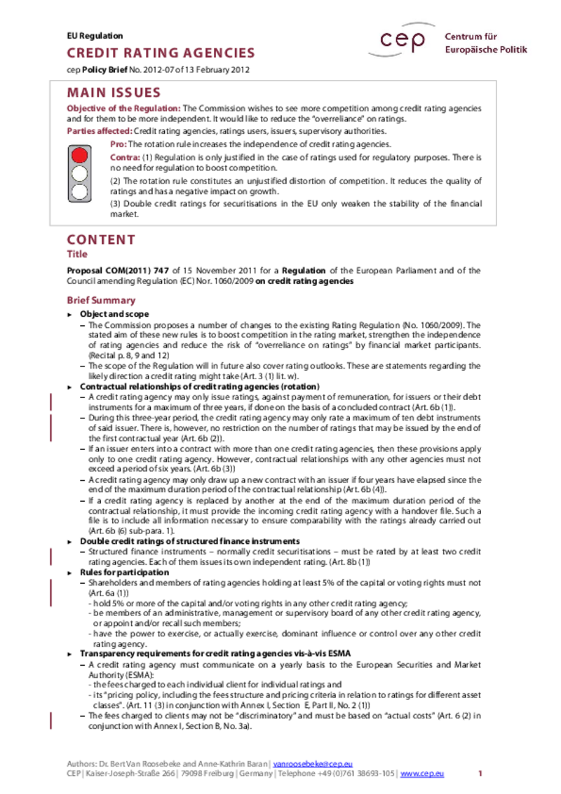 Credit Rating Agencies COM(2011) 747