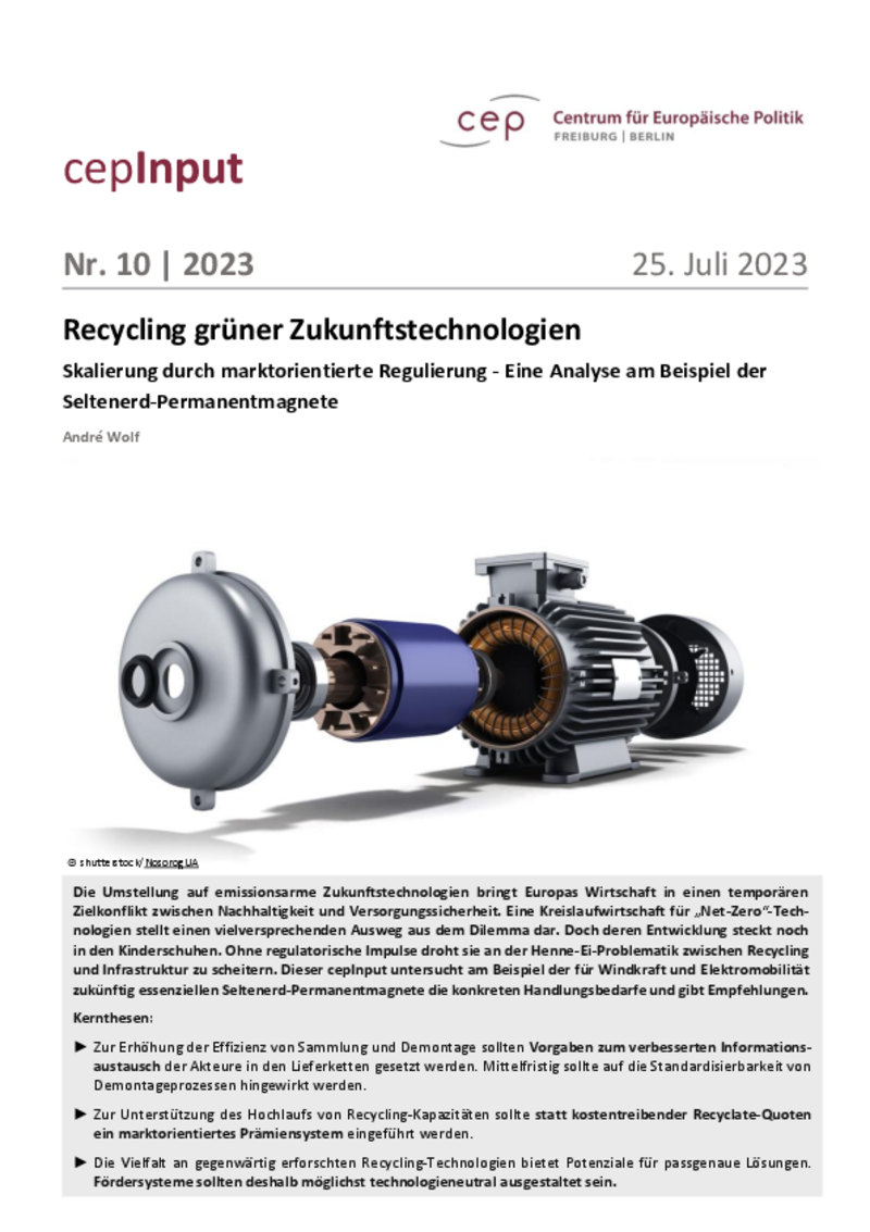 Recycling von Rohstoffen erfordert langen Atem der EU