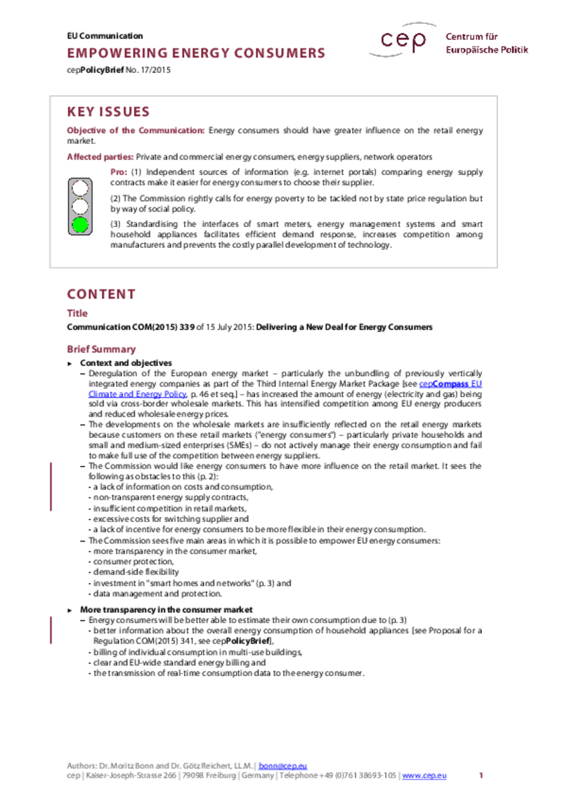 Empowering Energy Consumers COM(2015) 339