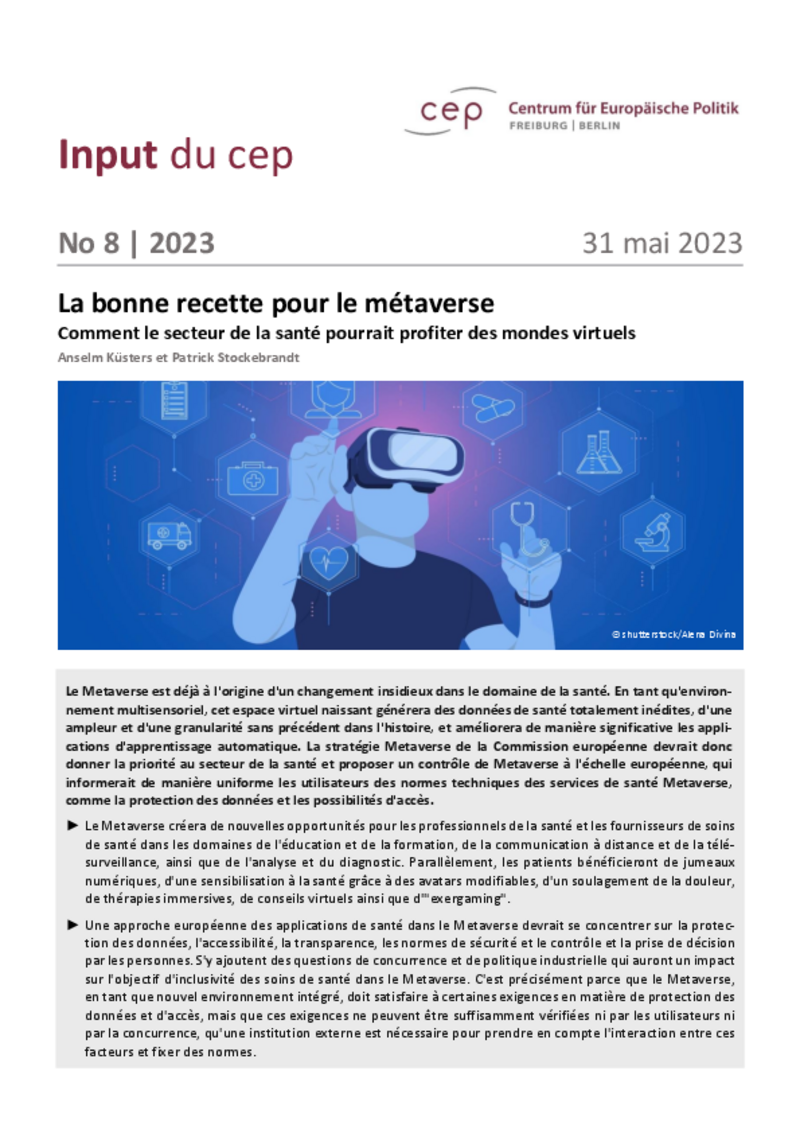 Métaverse de la santé : le cep demande un label qualité