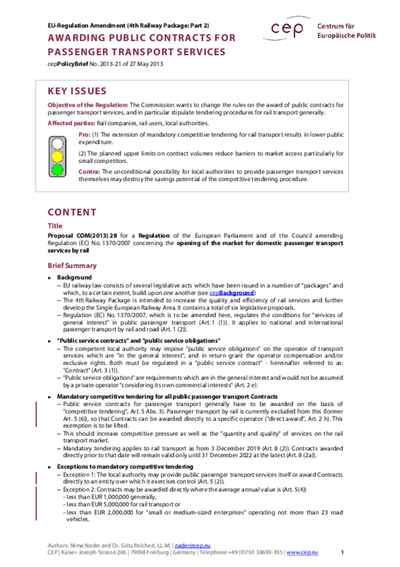 4. Railway Package: Awarding public contracts COM(2013) 28