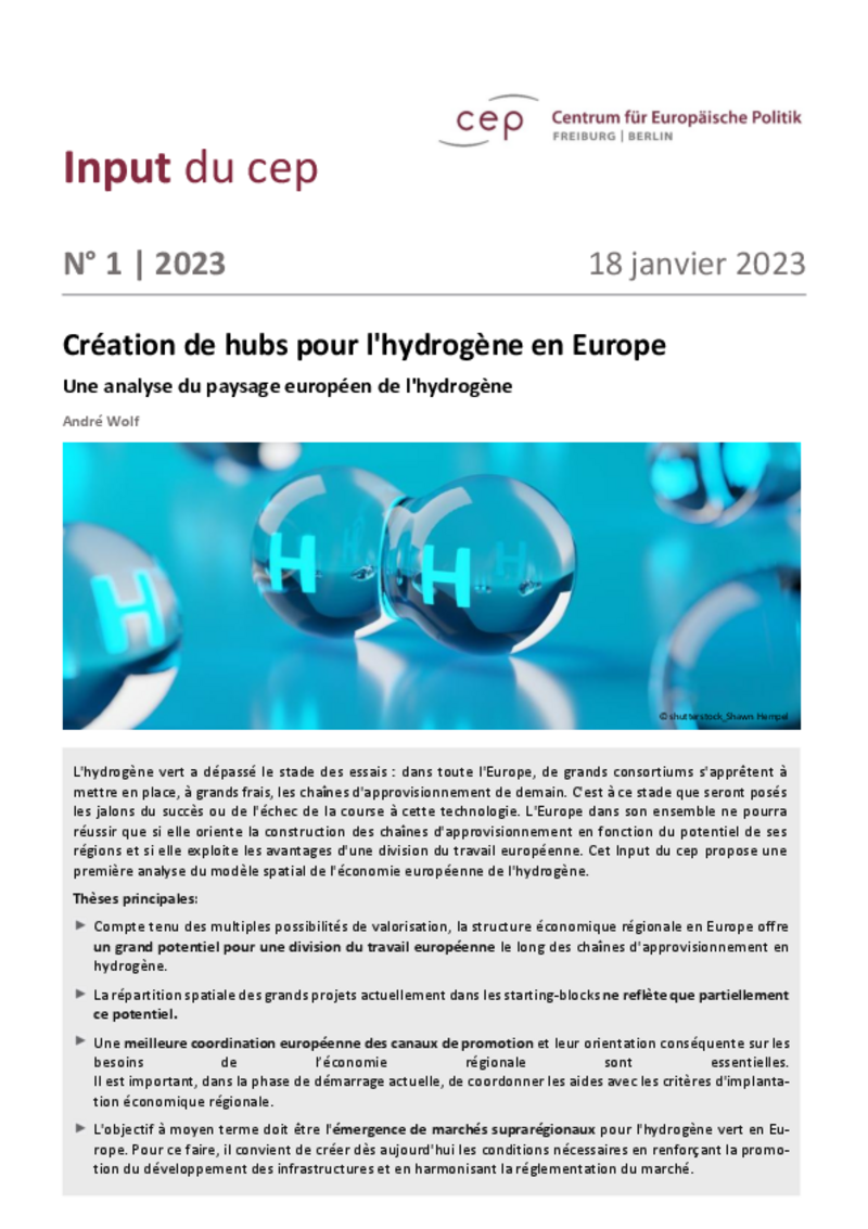 Hydrogène vert : le cep Fribourg/Berlin voit les Pays-Bas et l'Allemagne en tête